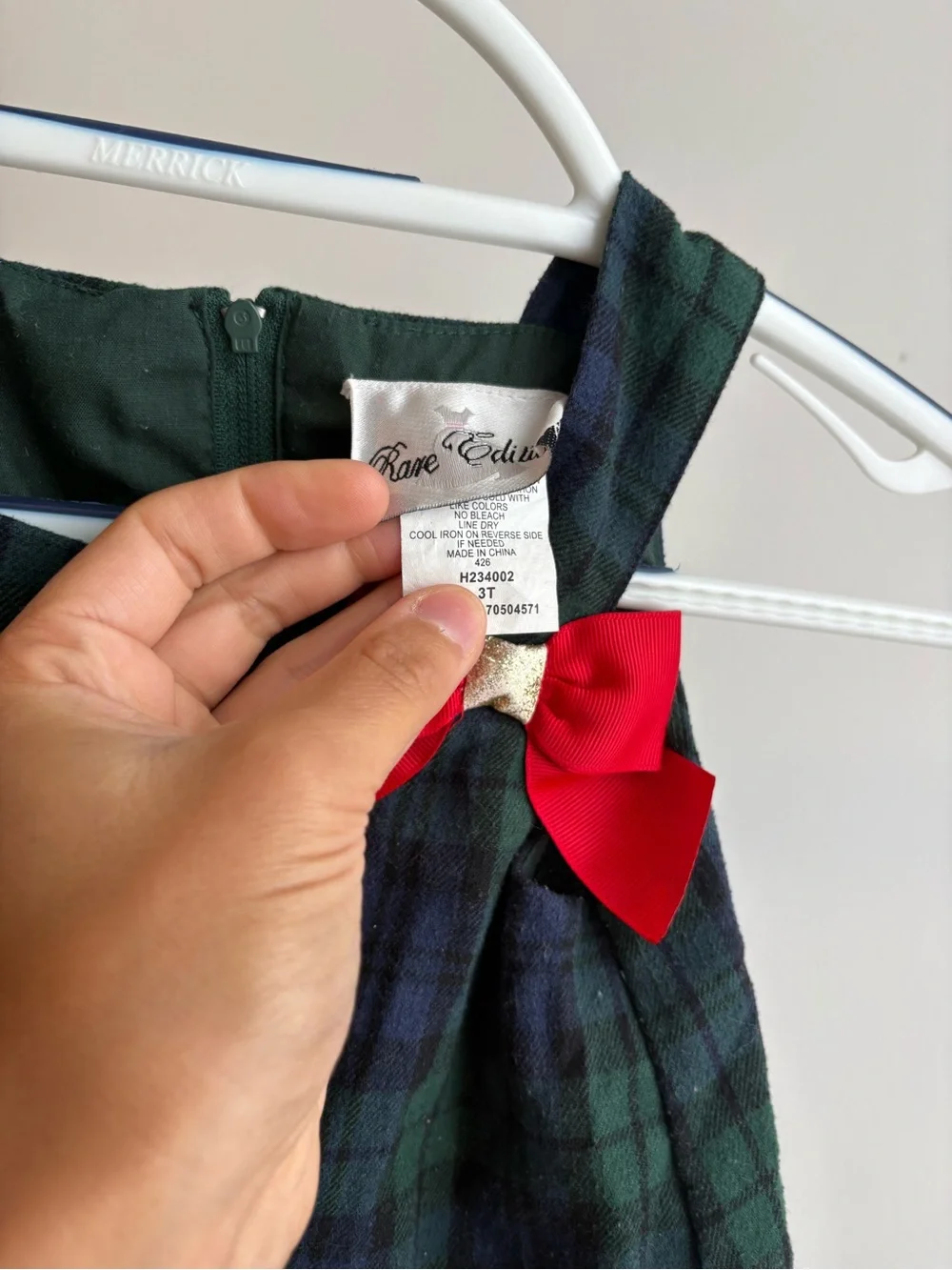 Rare Editions Toddler Girl Tartan Plaid Holiday Dress with Santa & Reindeer